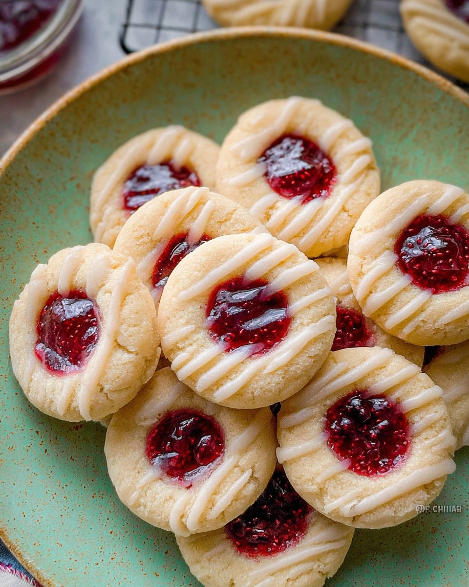 Raspberry Almond Thumbprint Cookies