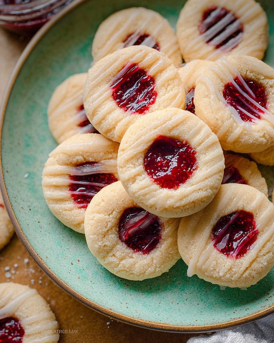 Raspberry Almond Thumbprint Cookies