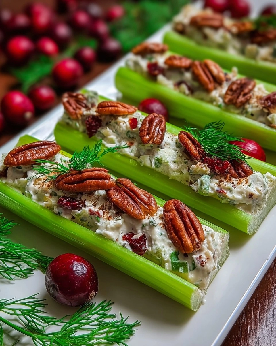 Cranberry Pecan Holiday Celery Boats