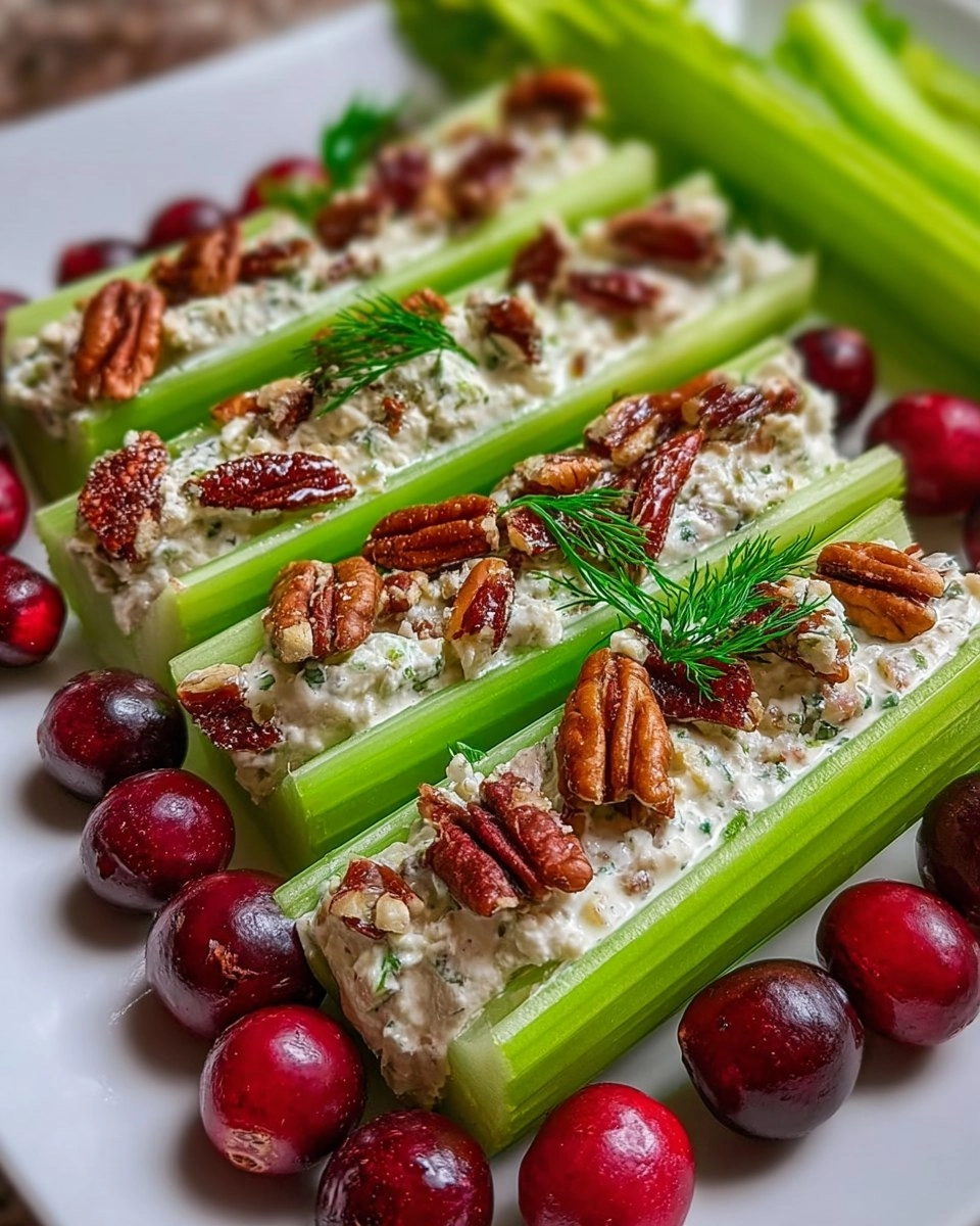 Cranberry Pecan Holiday Celery Boats