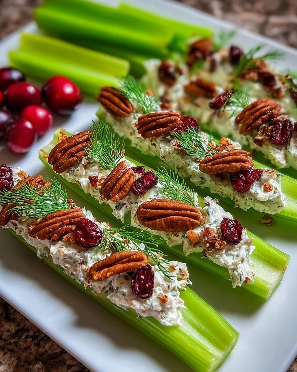 Cranberry Pecan Holiday Celery Boats