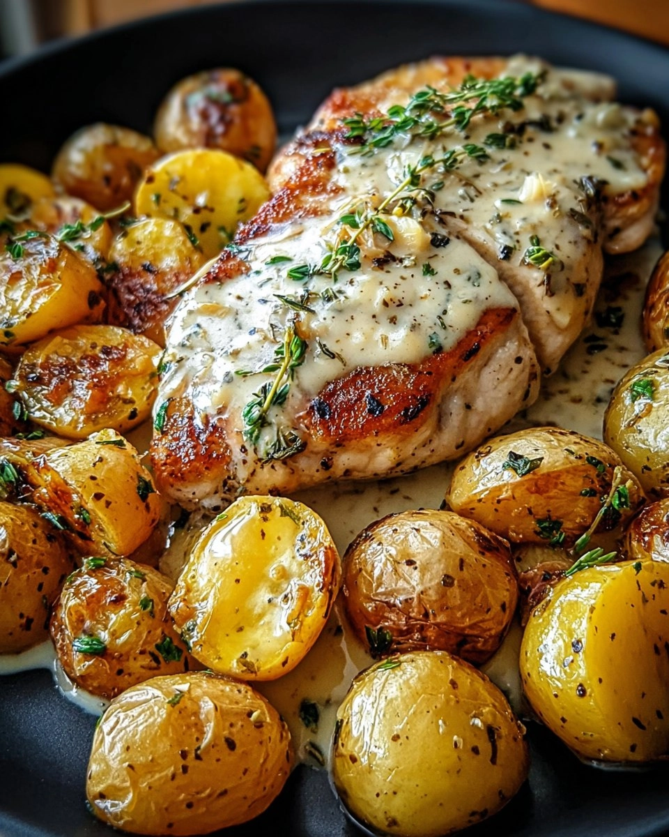 Creamy Garlic Chicken with Roasted Baby Potatoes 150 Creamy Garlic Chicken with Roasted Baby Potatoes
