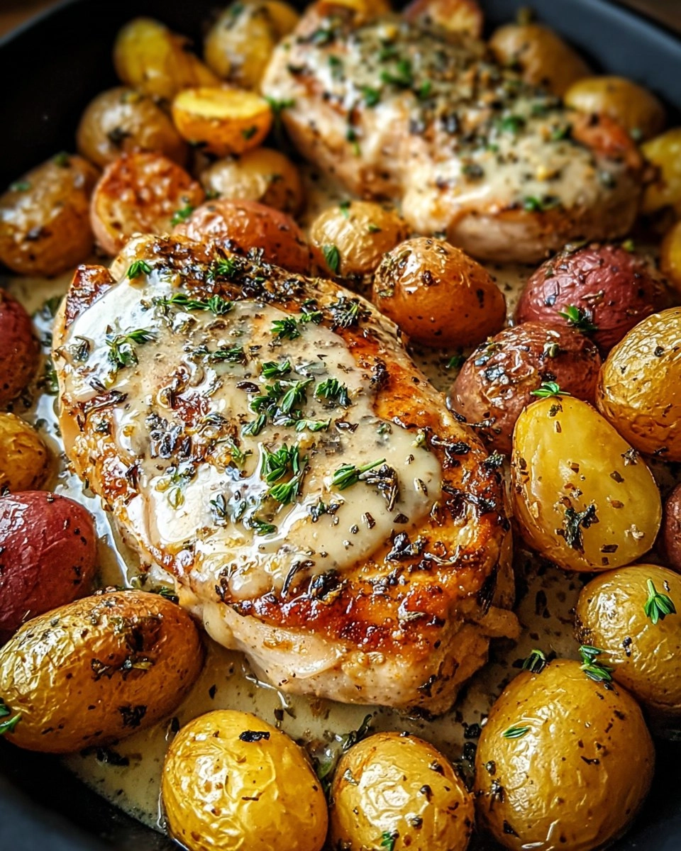 Creamy Garlic Chicken with Roasted Baby Potatoes 151 Creamy Garlic Chicken with Roasted Baby Potatoes