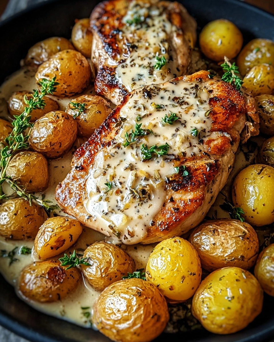 Creamy Garlic Chicken with Roasted Baby Potatoes 152 Creamy Garlic Chicken with Roasted Baby Potatoes