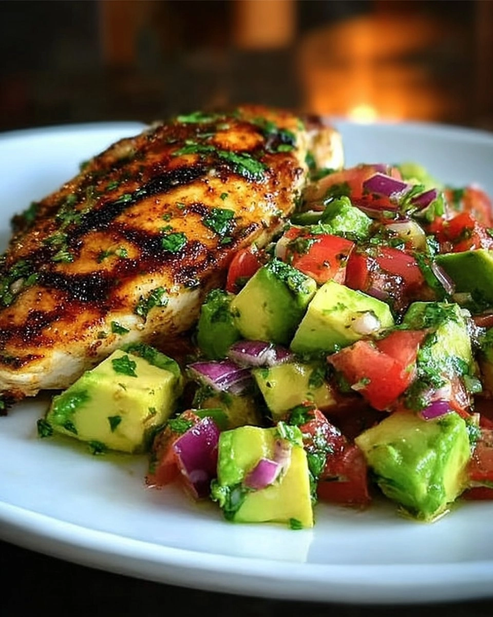 Healthy Cilantro Lime Chicken with Avocado Salsa