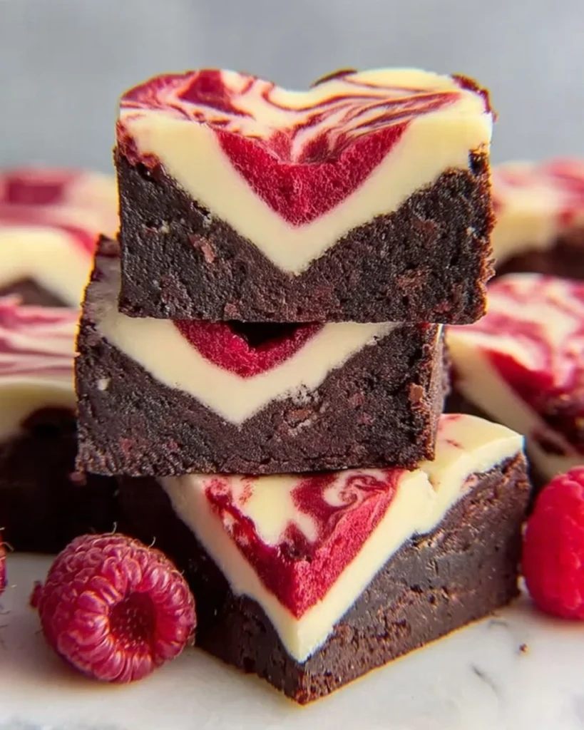 Heart-Shaped-Brownies-with-Raspberry-Swirl-and-Cheesecake-Topping-Recipe