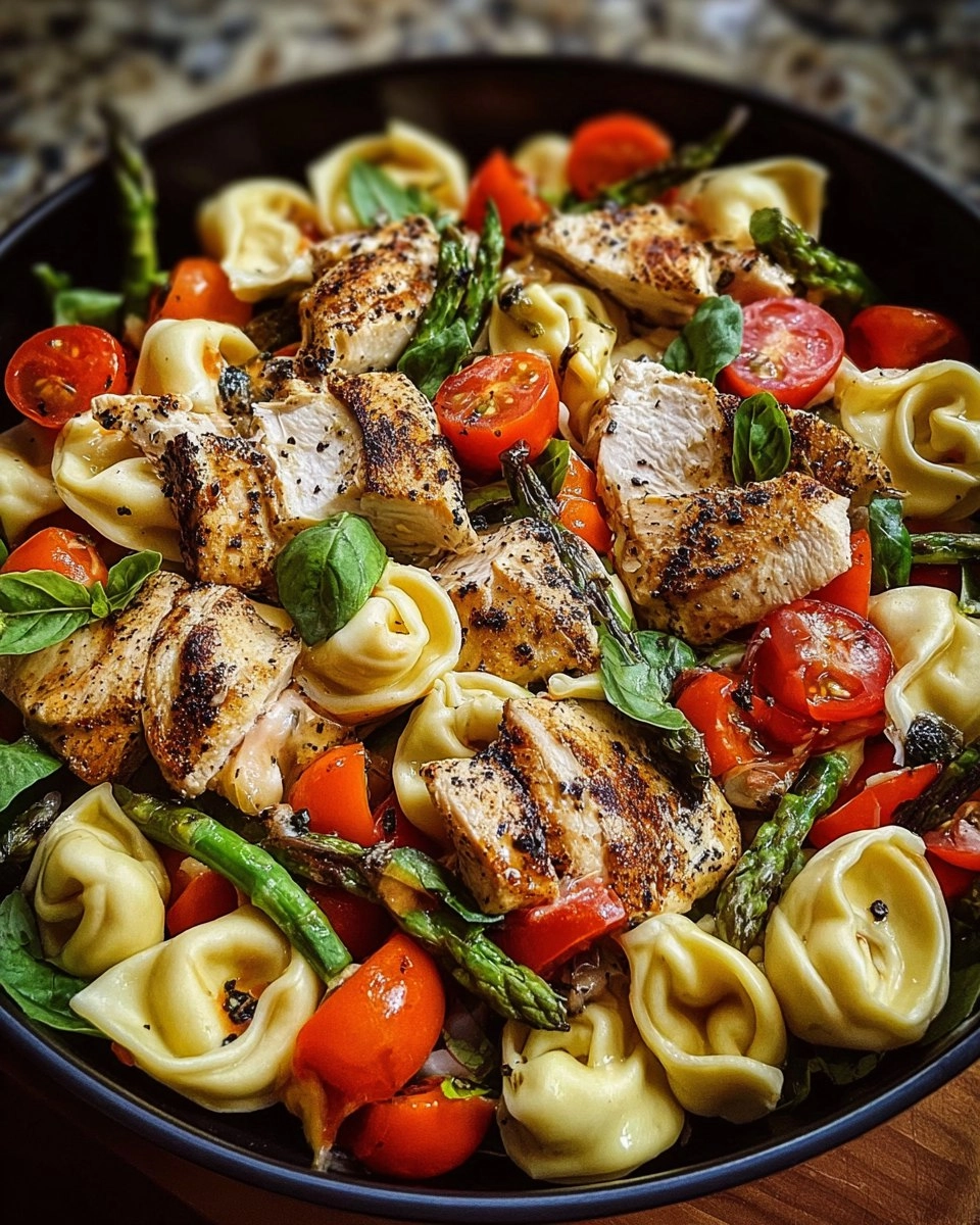 Warm Balsamic Chicken Tortellini Salad