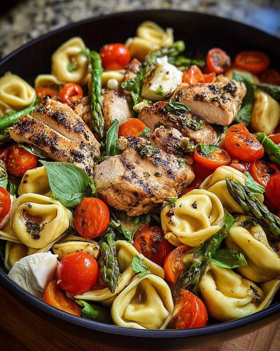 Warm Balsamic Chicken Tortellini Salad