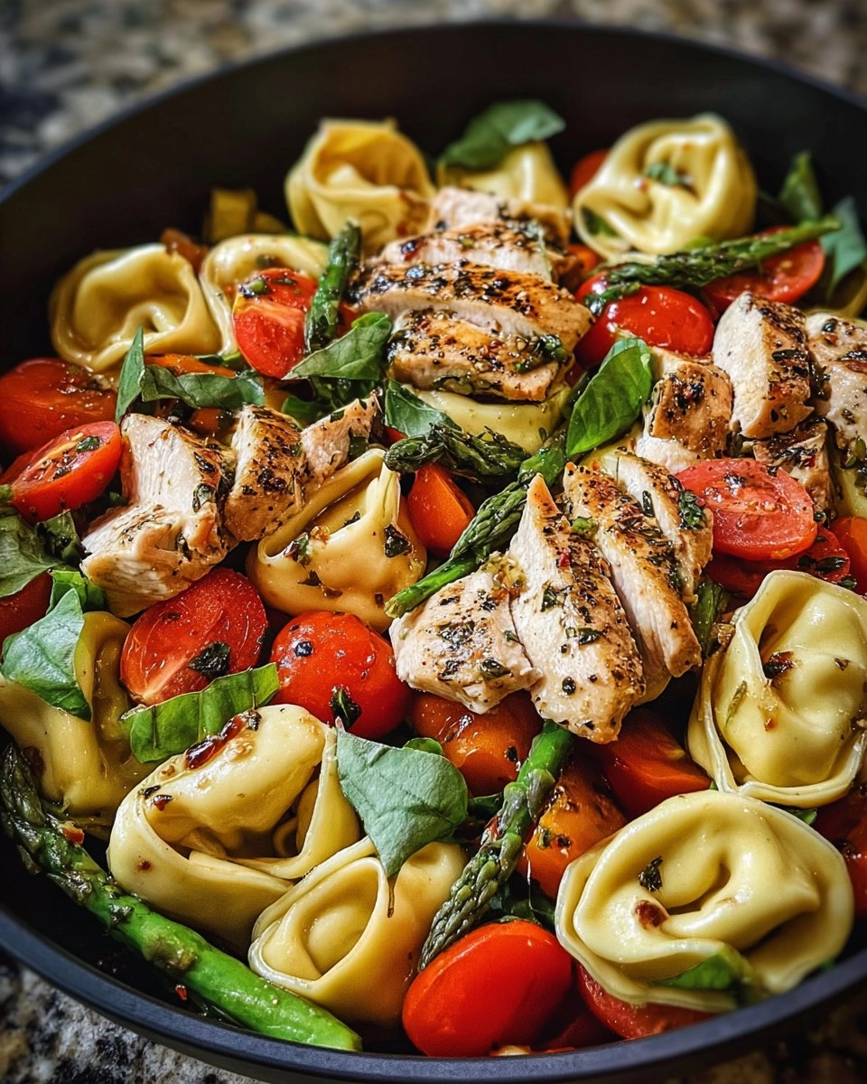 Warm Balsamic Chicken Tortellini Salad