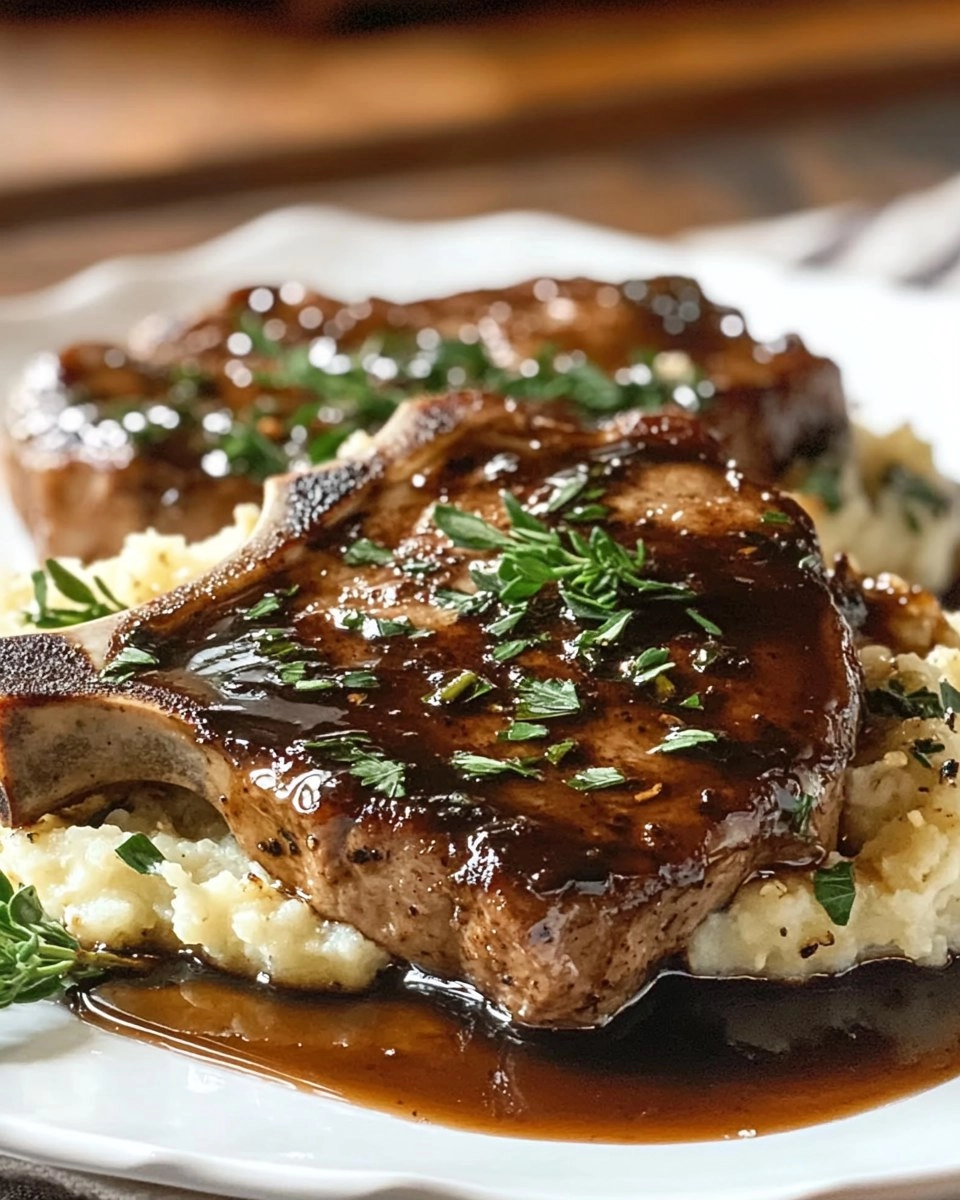 Balsamic Pork Chops with Cauli Mash