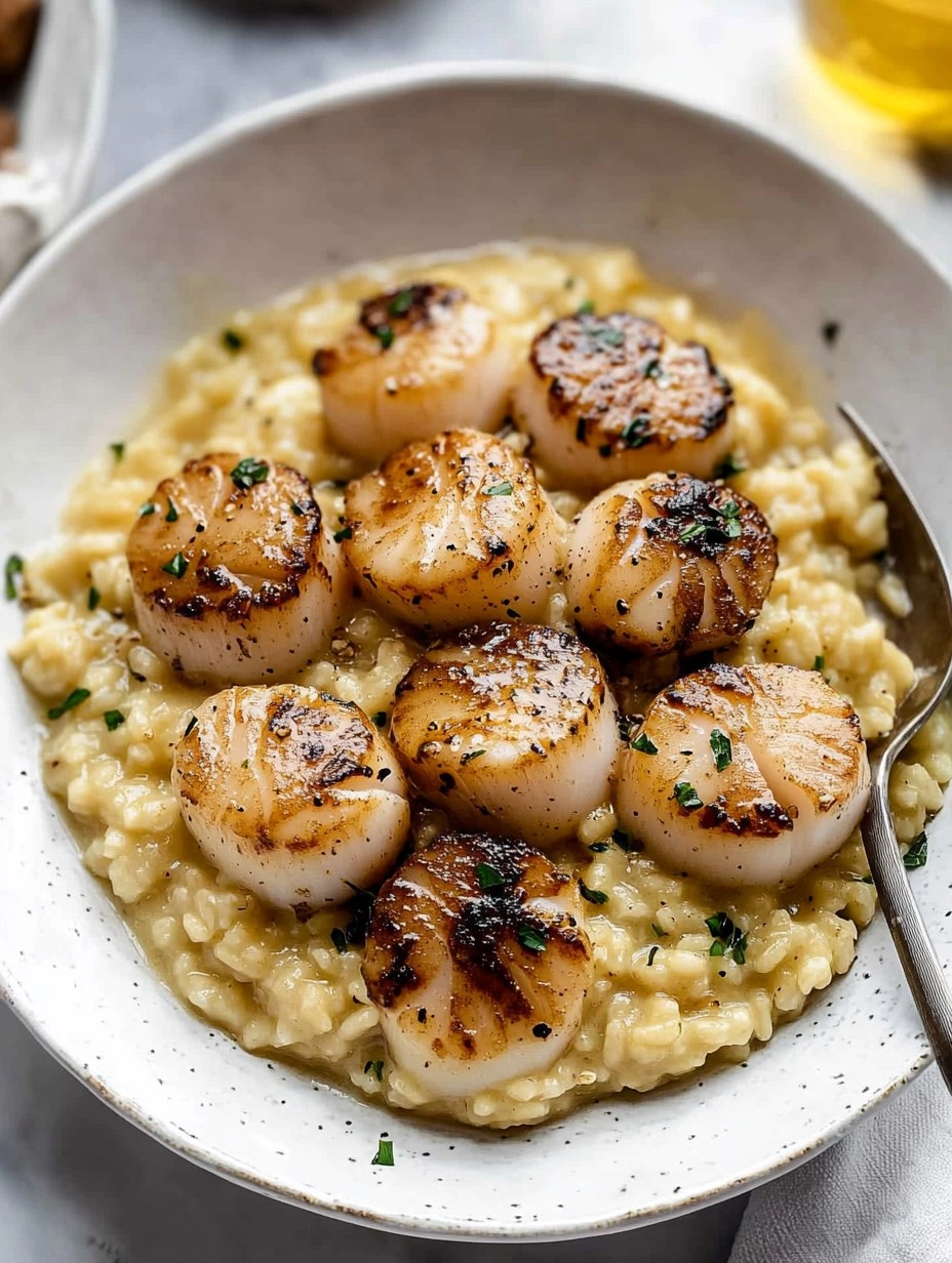 Champagne Risotto with Brown Butter Scallops