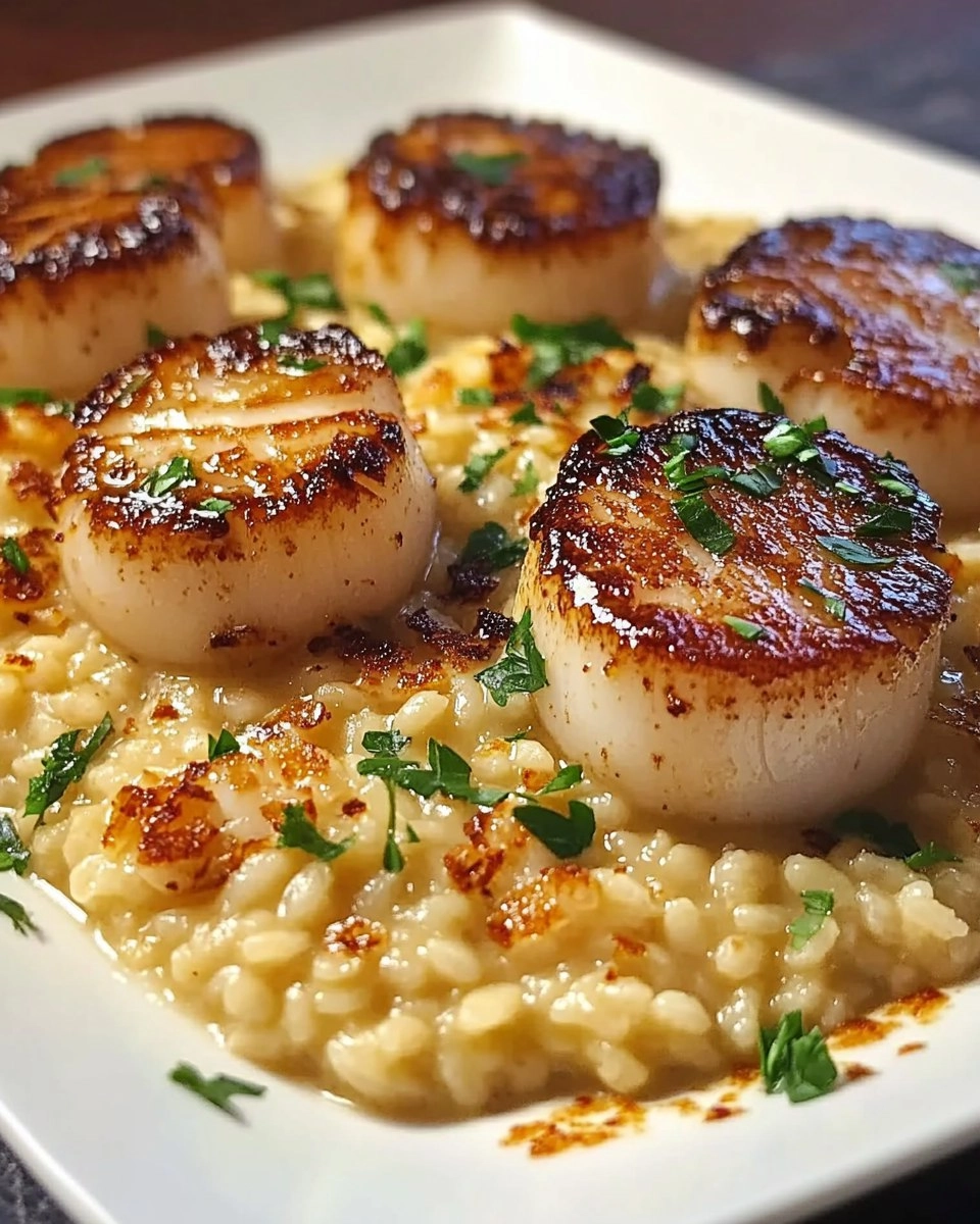Champagne Risotto with Brown Butter Scallops