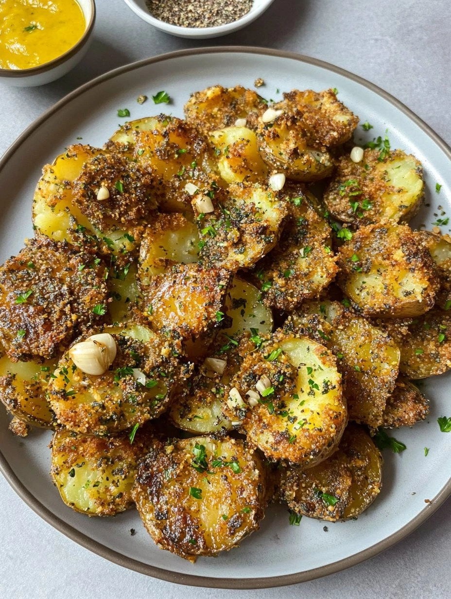 Crispy Smashed Potatoes with Garlic & Za'atar