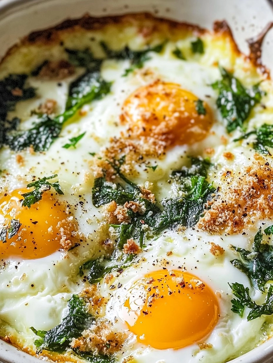 Easy Baked Eggs Florentine