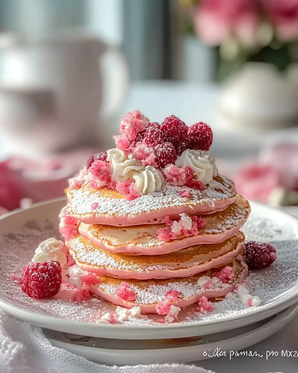 Romantic Brunch Ideas Pink Pancakes