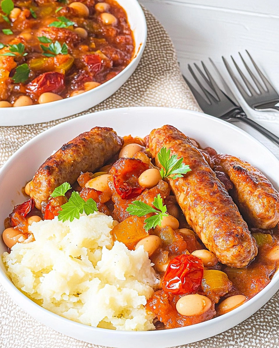 Sausage, Butter Bean & Tomato Tray Bake