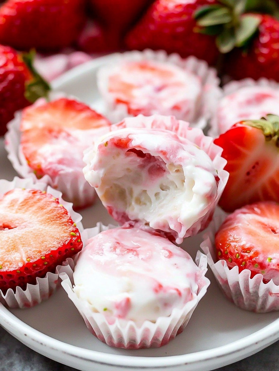 Valentine strawberry yogurt bites
