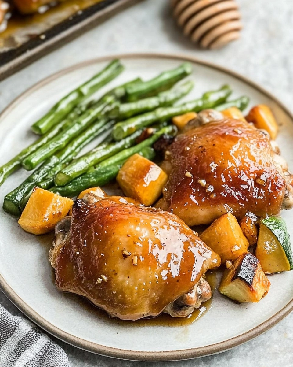 Baked Honey Garlic Chicken Thighs with Veggies