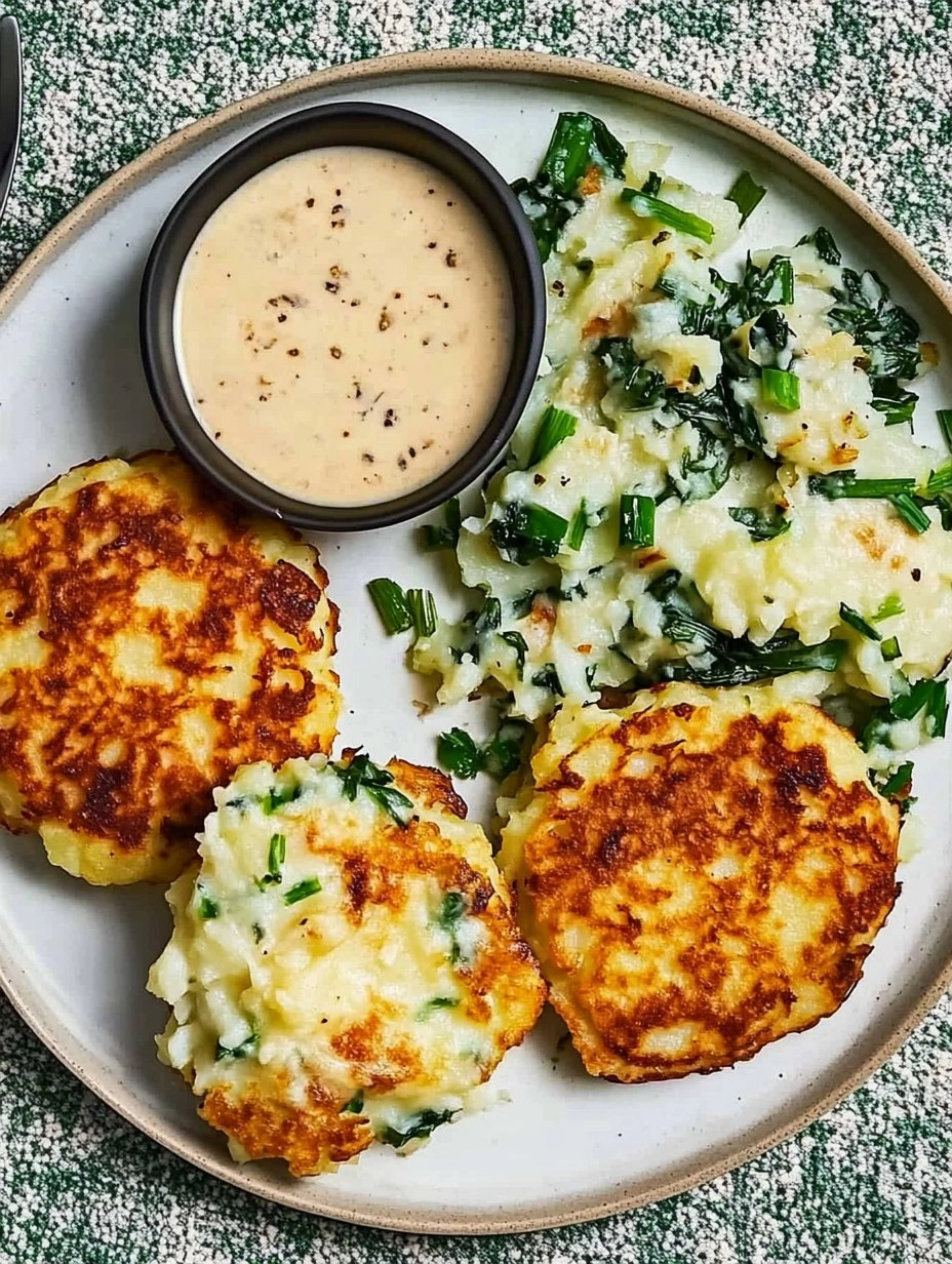Cheesy Colcannon Potato Cakes with Scallions