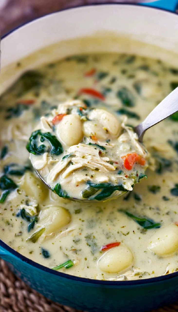 Creamy Chicken & Gnocchi Soup with Spinach