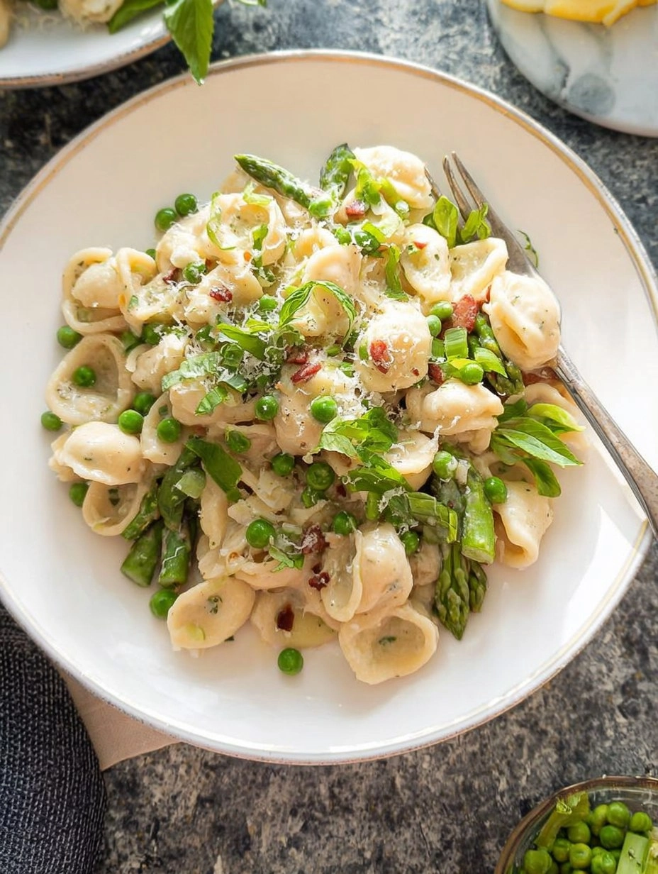Creamy Lemon Asparagus Pasta with Peas & Parmesan