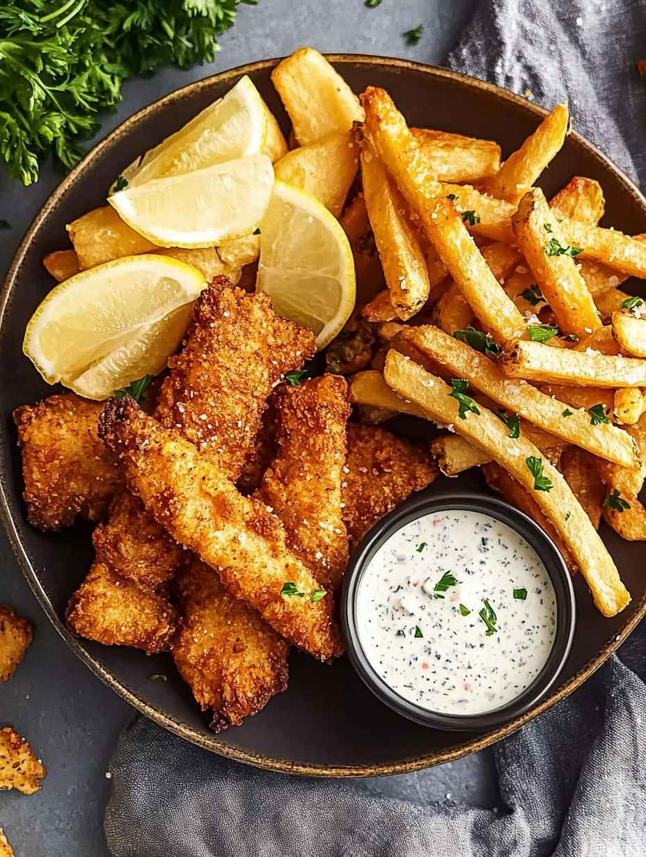 Crispy Baked Fish & Chips with Tartar Sauce