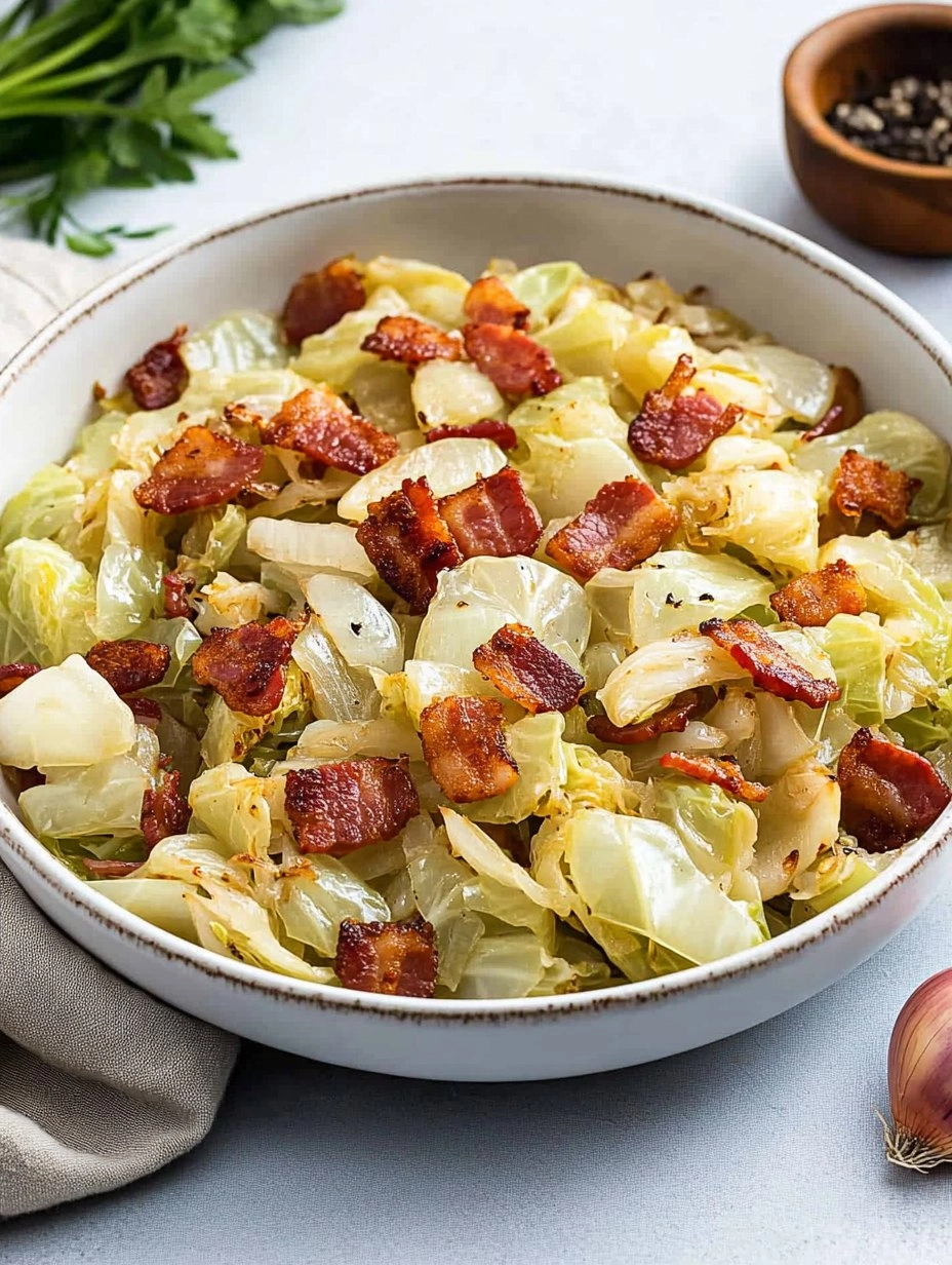 Crispy Pan-Fried Cabbage with Bacon & Onions