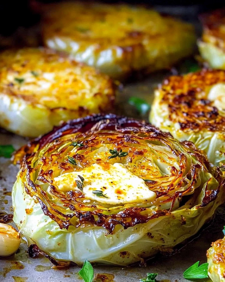 Crispy Roasted Parmesan Cabbage Steaks with Garlic Herb Butter