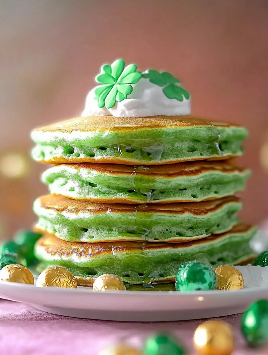 Fluffy St. Patricks Day Green Buttermilk Pancakes