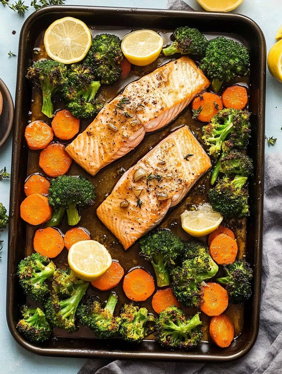 Honey Garlic Sheet-Pan Salmon with Broccoli & Carrots