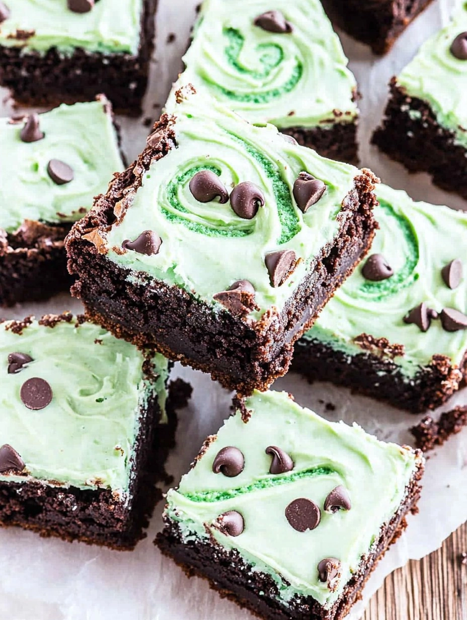 Mint Chocolate Chip Brownies with Green Swirl Frosting 121 Mint Chocolate Chip Brownies with Green Swirl Frosting