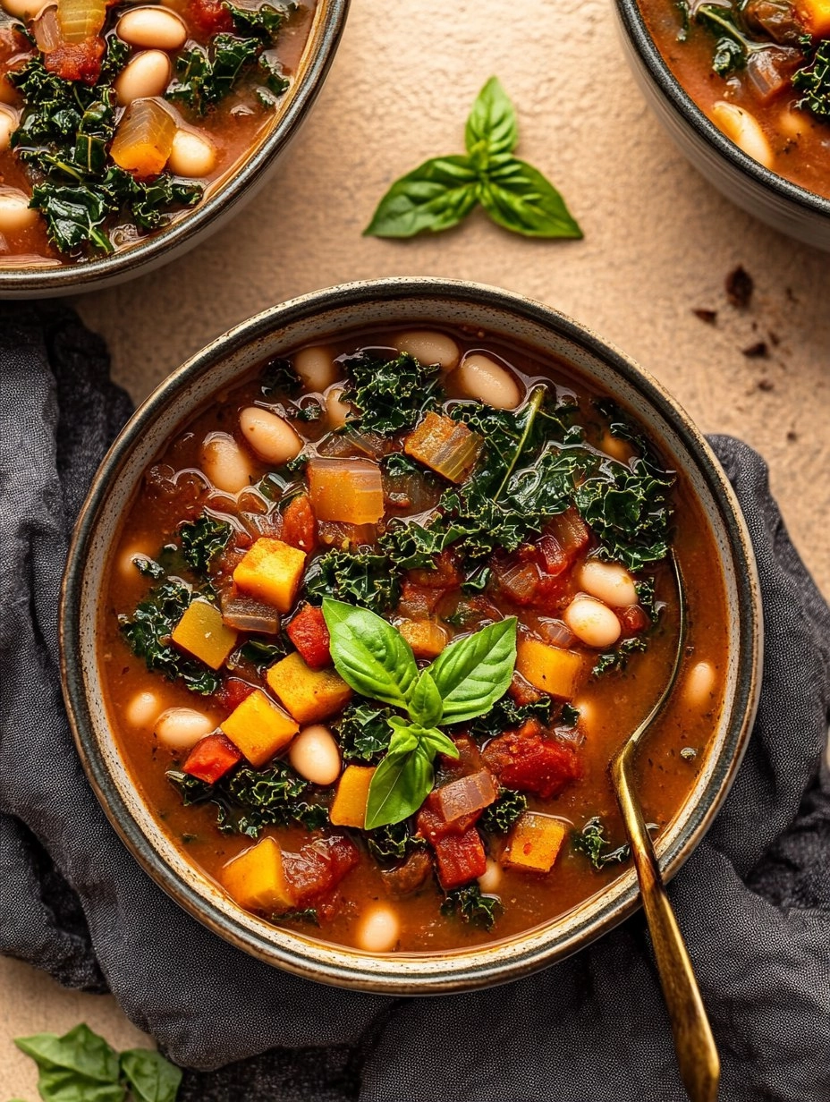 One-Pot Creamy Tuscan White Bean & Kale Soup