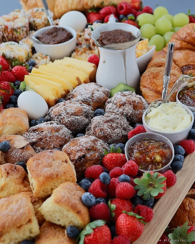 Spring-Brunch-Board-with-Eggs-Pastries-Fruit-Dips-Recipe
