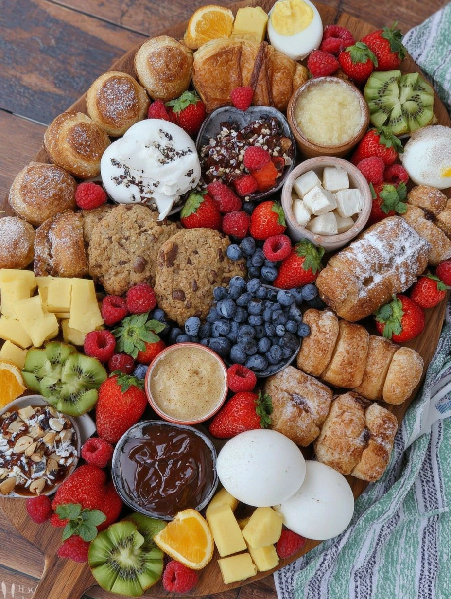 Spring Brunch Board with Eggs, Pastries, Fruit & Dips 121 Spring Brunch Board with Eggs, Pastries, Fruit & Dips